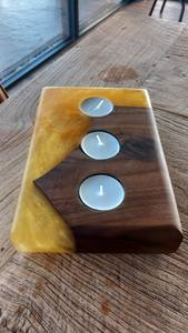 Portavelas Decorativo Hecho a Mano de Resina y Madera Maciza para el Hogar, Sala de Estar, Dormitorio, Mesa, Decoración de Interiores - Product Image 5