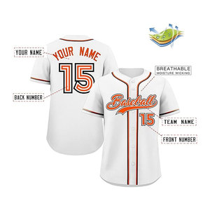 Camisetas blancas y naranjas de béisbol para jóvenes de estilo callejero con estampado personalizado. - Product Image 2