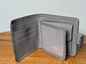 Bonito diseño de billetera corta de cuero genuino para hombre, Vintage tarjetas múltiples ranuras para portátiles, bolsillo para efectivo con cremallera, Color gris, calidad de exportación - Product Image 3