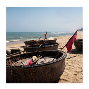 Barco de bambú vietnamita Coracle, cesta de pesca redonda hecha a mano, barco para transporte acuático - Product Image 1