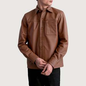 Camisa de Cuero Marrón Mate para Hombre, Cómoda y Elegante - Product Image 3