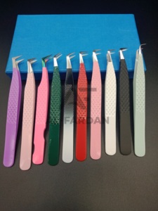 Meilleure vente pince à cils Volume russe Logo de couleur personnalisé 45 65 75 pince à épiler à 90 degrés en acier inoxydable - Product Image 3