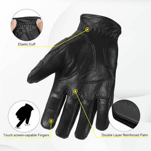 Guantes de cuero para ciclismo de carreras para hombre, guantes transpirables para montar en moto con función de pantalla táctil, deportes, actividades al aire libre - Product Image 3