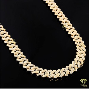 <b>Top</b> Selling Moissanite Diamond Cuban Link <b>Chain</b> Fine Jewelry Yellow <b>Gold</b> Plated Hip Hop Style for Weddings for Sale - Product Image 3