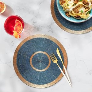 Salvamanteles con Cuentas Azules y Doradas |   Mantel Redondo Hecho a Mano para Mesa de Comedor, para Bodas, Fiestas de Navidad |   Juegos de Decoración de Mesa para Banquetes y Hogar - Product Image 5