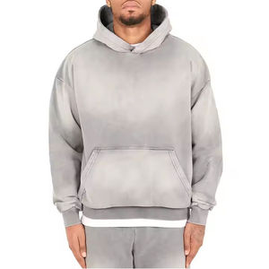 Usine directe hommes femmes lavage à l'acide Vintage polaire à capuche Polyester/coton mélange coupe régulière confortable doux imprimé hiver - Product Image 6