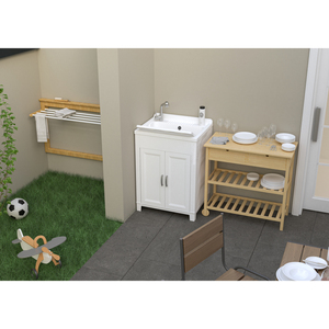 Mobile da Bagno Stile Fattoria Mongardi in Resina PP, Lavabo in Acciaio Inox, Finitura Verniciata, 60L X 50D, Capacità 112-155 lb - Product Image 4