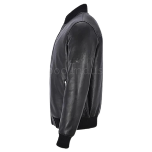 แจ็กเก็ตบอมเบอร์หนังสีดำสำหรับผู้ชาย2025สไตล์เลตเทอร์เมนแจ็กเก็ตบอมเบอร์หนังเบสบอลนาปาสำหรับนักศึกษาชาย - Product Image 3