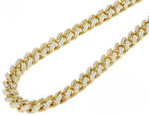High Quality 10K Yellow <b>Gold</b> Cuban <b>Chain</b> with Lab Grown Diamonds Exclusive Iced Out Necklace Jewelry for <b>Mens</b> Streetwear Fashion - Product Image 1