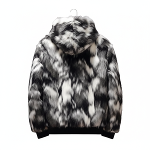 Abrigo de Invierno Grueso de Mezclilla con Estampado de Piel Sintética para Hombre, de Lujo, con Cremallera, Ecológico, Cálido, con Capucha, Elegante - Product Image 2