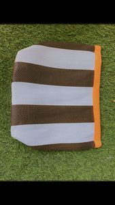 Bolsas DE ASEO cosméticas con cremallera reutilizables ecológicas recicladas de nailon, bolsa de asas de playa de viaje a rayas personalizada, etiqueta con logotipo - Product Image 4