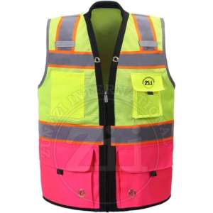 Gilet en Polyester réfléchissant de sécurité au travail haute visibilité robuste avec gilet de sécurité en maille bicolore avec logo personnalisé - Product Image 6