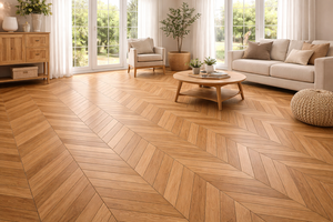 Parquet en chêne mosaïque moderne 8 mm - Grade sélectionné - Motif chevron (Sapin de Noël français) pour cuisine et chambre - Product Image 2