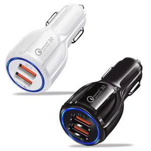 차량용 휴대폰 충전기 듀얼 USB QC 3.0 고속 충전 어댑터 미니 USB 듀얼 차량용 충전기 - Product Image 1