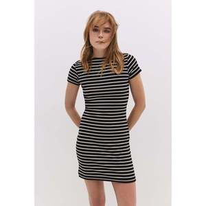 Minivestido Casual a Rayas por Encima de la Rodilla, Natural, Sin Tejido, con Espalda Descubierta - Product Image 3