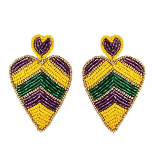 Bonne qualité Mardi Gras graine perlée boucles d'oreilles indiennes faites à la main pour les femmes cadeau brodé boucles d'oreilles fête porter la mode - Product Image 1