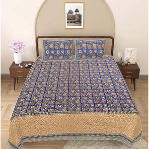 Azul Floral 240 TC algodón Super King sábana 2 fundas de almohada juego de fundas de edredón 4 piezas tamaño Queen ropa de cama de Navidad (SHKV1105) - Product Image 1