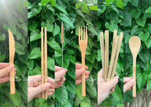 Juego de cubiertos de bambú reutilizables, conjunto de cubertería de fibra de bambú con logotipo de diseño personalizado y tamaño hecho en Vietnam - Product Image 6