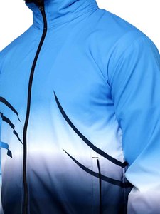 Men's Sublimation Tracksuit 100% Polyester Gradient Color Sporty Full Zipper Jogging Wear with Side Pockets Spring Outdoor Use - Product Image 5