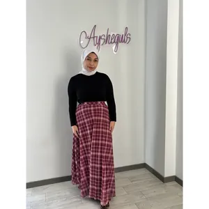 Soft iPhone Knitted Midi <b>Skirt</b> Horns Color Plaid Chiffon <b>Skirt</b> Regular Waistline Breathable Cargo Design Women's XS Size - Product Image 2