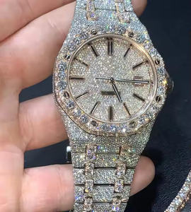 Montre de luxe pour homme Arctic Prestige avec diamant en moissanite, quartz, cristal saphir de 5 mm, bracelet en acier inoxydable, design entièrement serti de pierres - Product Image 5