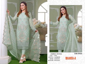 Salwar Kameez-Bordado de zorros pesados, proveedor y distribuidor Dupatta indio, Georgette, novedad - Product Image 5