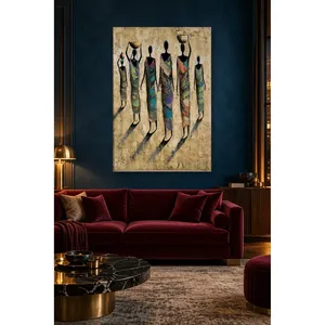 Impresión en lienzo de mujeres africanas Fida cargando jarras en sus cabezas - Product Image 1