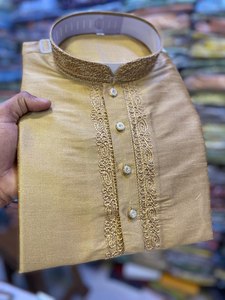 Kurta Pajama de Seda/Algodón a Cuadros, Antiarrugas, Corte Regular, Especial para Bodas, para Hombre, por el Exportador Mayorista Fabzone - Product Image 3