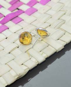 Citrine 925 Sterling <b>Silver</b> <b>Stud</b> Earring Customized Natural Gemstone Vintage Wedding Engagement Gift - Product Image 1