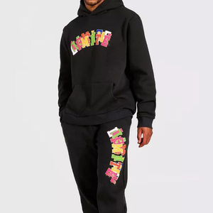 Chándal con estampado de hojaldre de alta calidad, chándal de gran tamaño personalizado con estampado de hojaldre para hombre, chándal informal con estampado de hojaldre de algodón 100% - Product Image 4