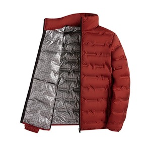 Doudoune auto-chauffante hommes solide coupe-vent plissé doudounes col montant classique chaud hiver vestes mâle - Product Image 1