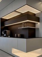 Kabinet Dapur Modular Klasik Mewah Modern dengan Pintu Akrilik Ramah Lingkungan, Keran Wastafel, Rel Laci, Cocok untuk Apartemen