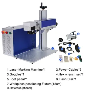 धातु रिंग आभूषण स्टील के लिए रोटेटर के साथ 20w 30w 50w 60w 70w 100w पोर्टेबल मिनी स्प्लिट फाइबर लेजर मार्किंग मशीन