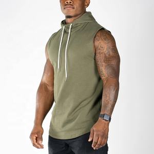 Personalizada de alta calidad de moda de los hombres músculo Fitness ligero sin mangas camiseta sin mangas con capucha - Product Image 2