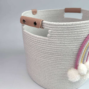 Highest Selling Newest Product Large Capacity Pure Cotton Rope Storage <b>Basket</b> For Dirty Clothes <b>Baby</b> <b>Toys</b> Container <b>Basket</b> Deco - Product Image 2