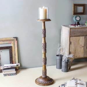 Soporte de Pilar tallado en madera azul Vintage antiguo para decoración del hogar, bodas, eventos y fiestas, fábrica al por mayor, tipo linterna - Product Image 5