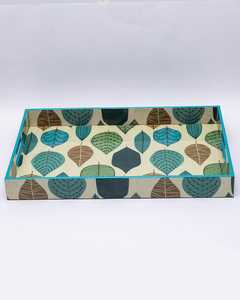 Plateau de service décoratif naturel Plateau en bois avec poignées Plateau de conception inspiré de la nature Accueil Standard Rectangulaire Multicolore - Product Image 1