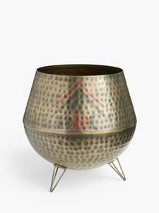 Maceta martillada de metal única de hierro decorativo de Venta caliente, con una forma redonda y acabado con color dorado - Product Image 4