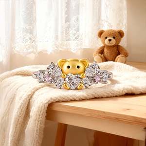 Jeulia Hug Me <b>Cute</b> <b>Bear</b> Butterfly Knot Diamond Ring - Product Image 4