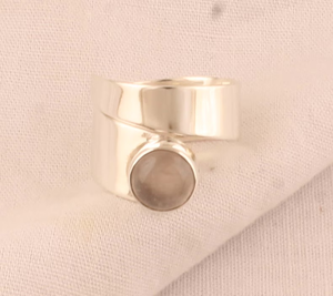 แหวนเงินสเตอร์ลิงปรับได้925ทำด้วยมือแหวนอัญมณีควอตซ์ดอกกุหลาบธรรมดาพร้อมบรรยากาศของขวัญคริสต์มาส - Product Image 2