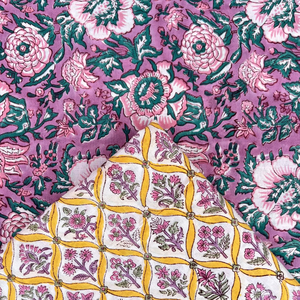 Nouveau tissu de coton 100% d'impression de bloc de main de conception de haute qualité par la cour au fournisseur de taux d'usine - Product Image 1