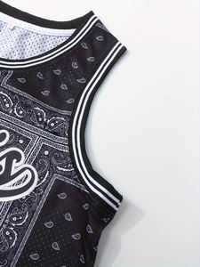 Active Crew Neck Sleeveless Sportswear Mesh Basketball Jersey Custom Team Uniform Breathable New <b>Design</b> Sublimation <b>Bandana</b> - Product Image 4