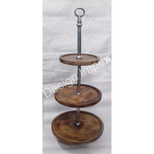 Grand présentoir à gâteaux à 4 niveaux Présentoir en bois écologique Plateaux et planche de service ronds Support à gâteaux en gros pour Noël et événements - Product Image 3