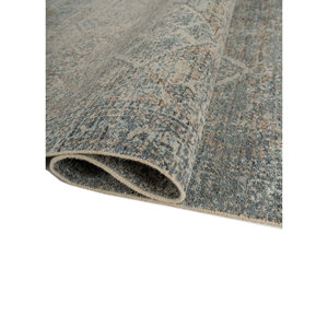 Viscaya Ivory Hand Knotted Wool <b>Rugs</b> Geometric Tabriz Style for Teen Living Room or Bedroom 10mm <b>Thickness</b>-EA-1533 - Product Image 2