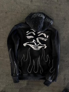 Sweat-shirt Long à Couture Personnalisée avec Fermeture Éclair Brodée pour Femme, Impression à l'Acide, Mélange de Strass - Product Image 2