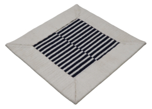 Alfombra de Lana Hecha a Mano, Moderna, Ecológica, con Rayas Azul Marfil, Personalizada, Apta para Mascotas, de Pelo Medio, con Borde Sólido - Product Image 5