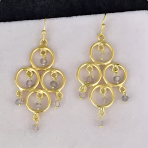 อัญมณีแลบราโดไรต์ชุบทอง925ต่างหูเงินสเตอร์ลิงต่างหูแฟชั่นต่างหูสำหรับงานครบรอบแต่งงาน - Product Image 3