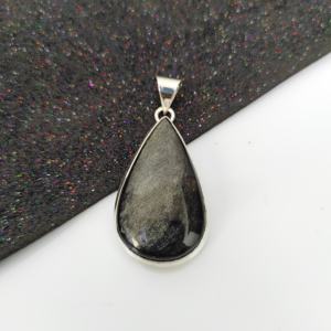 Gran oferta exclusiva colgante de obsidiana de brillo de plata Natural, collar de dijes de Plata de Ley 925, accesorios colgantes de moda para mujer - Product Image 5