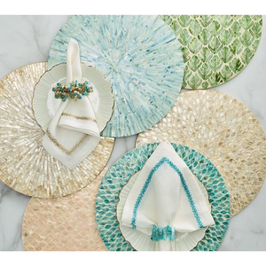 Thanh Cong, platos de cargador de bambú artesanales, manteles individuales hechos a mano, incrustaciones de perlas Madre, platos de madera de nácar, patrón negro, Vietnam - Product Image 5