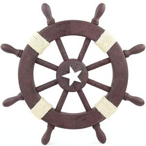 Roue de bateau en bois nautique marine de ferme moderne magnifiquement conçue couleur naturelle légère pour accrocher personnalisable - Product Image 6